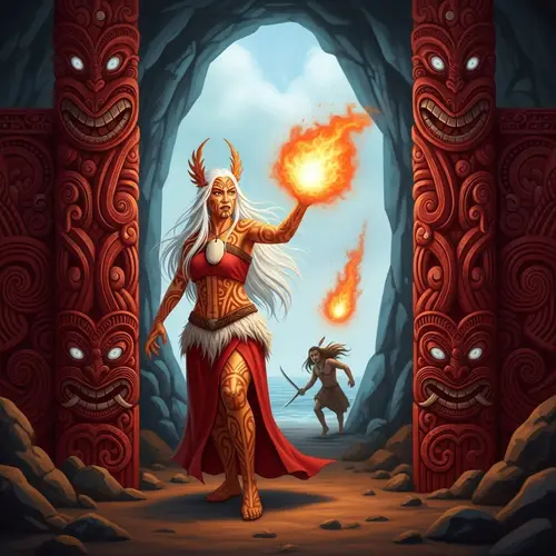Mahuika: Fiery Maori Goddess Captures Escaping Warrior