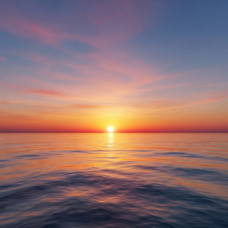 Stunning Watercolor Sunset Over Ocean
