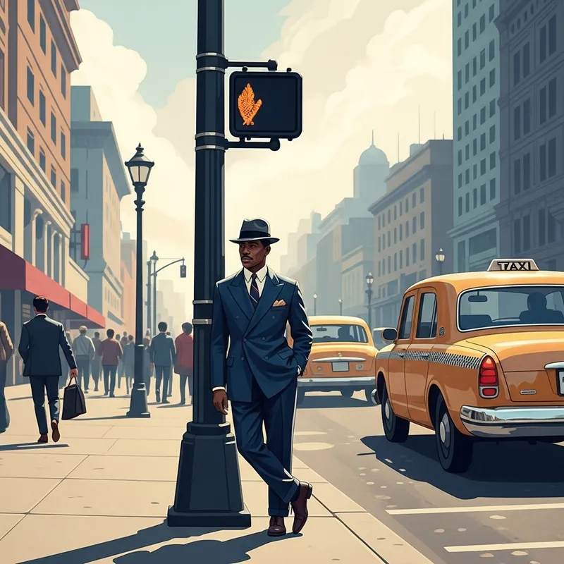 Sophisticated Gentleman in Blue Suit | Vintage City Scene 1930s