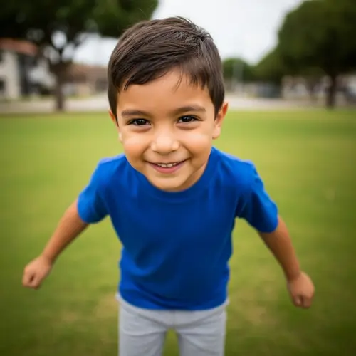 Energetic Hispanic Boy Portrait | Joyful Childhood Innocence