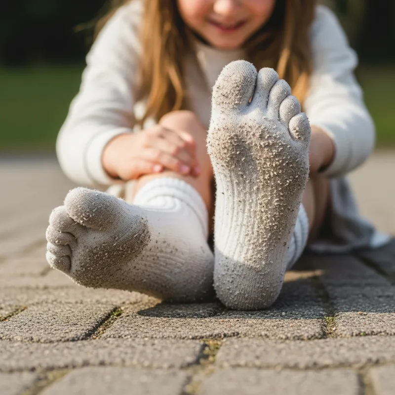 Girl with Dirty White Socks - Footwear Fashion