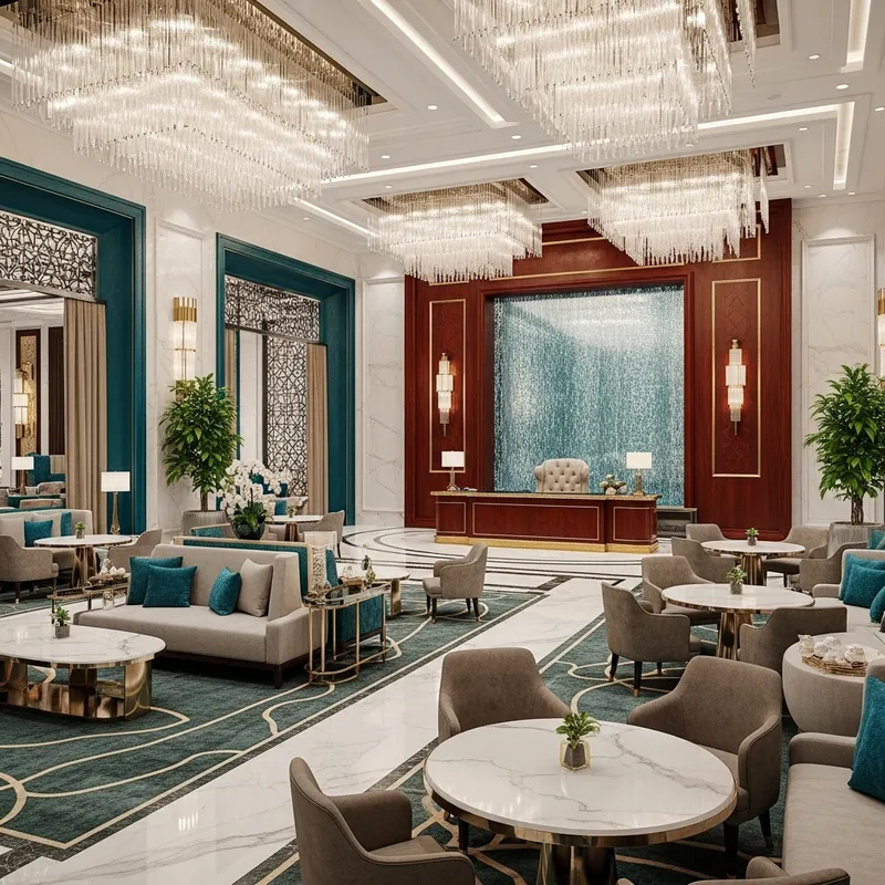 Luxurious Dubai-Inspired Hotel Reception & Lounge