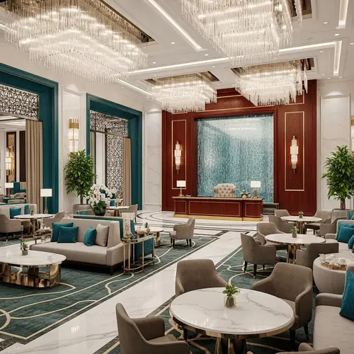 Luxurious Dubai-Inspired Hotel Reception & Lounge