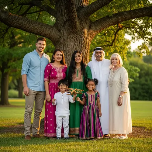 Diverse Family Portrait: Colorful Unity and Love | Park Setting
