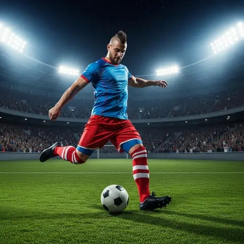 Athletic Male with Iconic Mohawk Hairstyle in Vibrant Football Attire