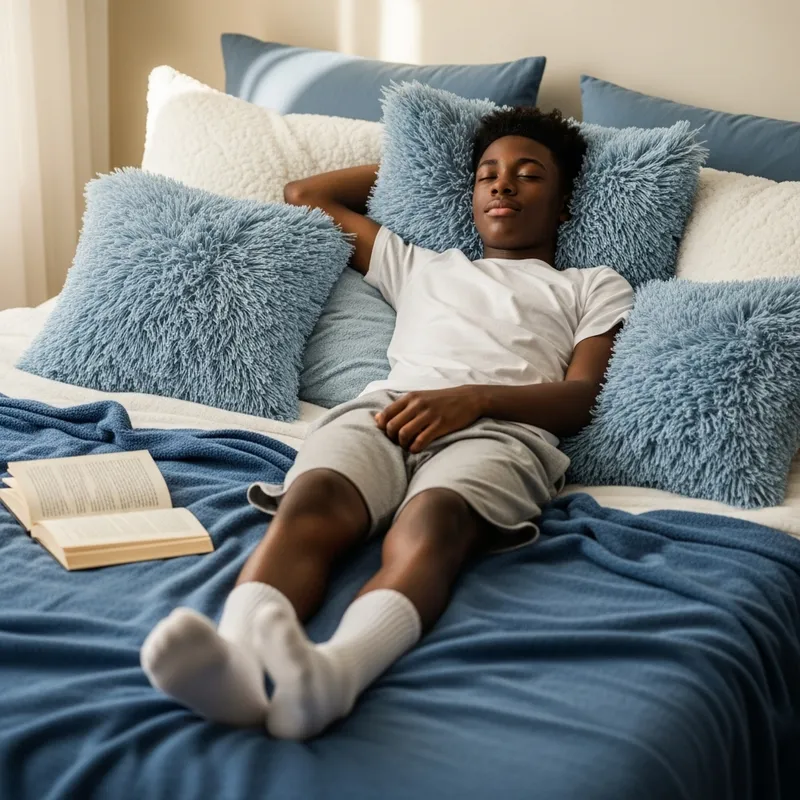 Black Teenager Relaxing on Bed | Soft Blue Blanket & Book | SEO Marketing Specialist's Tips Black Teenager Relaxing on Bed | Soft Blue Blanket & Book | SEO Marketing Specialist's Tips