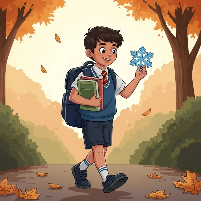 Young Boy Heading Home from School | Holiday Season Joy