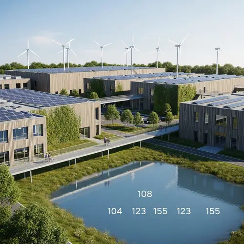 Sustainable Modern Industrial Area with Reflective Water | RGB 104, 123, 155