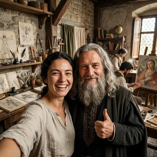 Selfie with Leonardo da Vinci: A Photorealistic Portrait