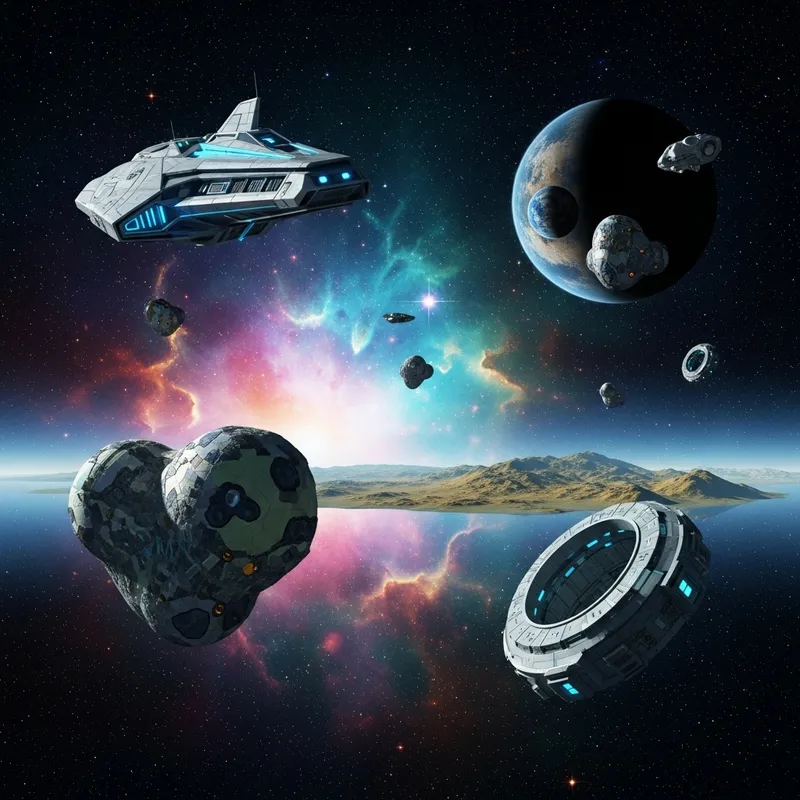 Futuristic Space Objects in Sci-Fi Style Futuristic Space Objects in Sci-Fi Style
