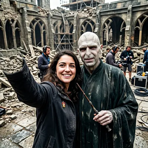 Epic selfie with Lord Voldemort on Hogwarts Set