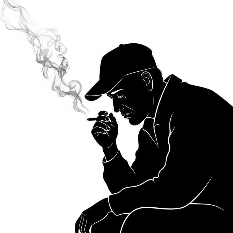 Sad Man Silhouette Smoking | Dark and Desolate Scene