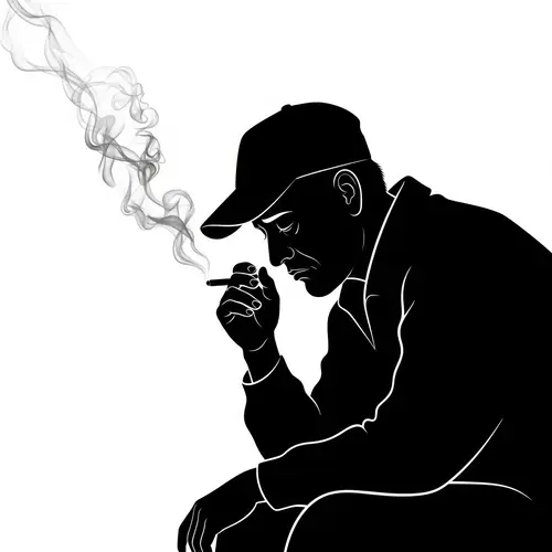 Sorrowful Hispanic Man Silhouette | Smoke Enveloped Scene
