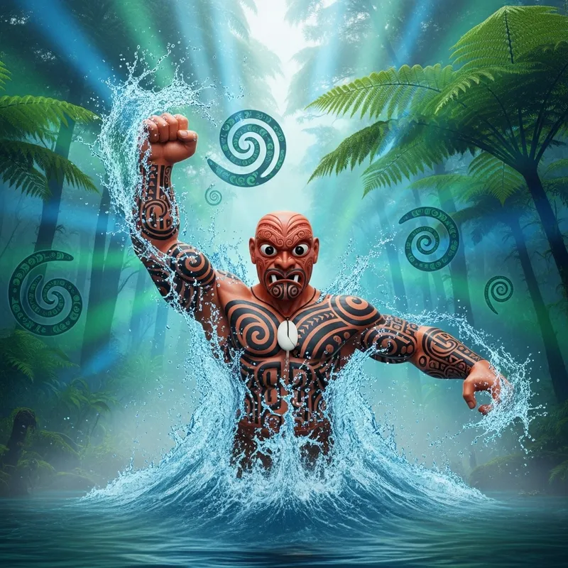 Dramatic Maori Water Guardian Emerges from Lake