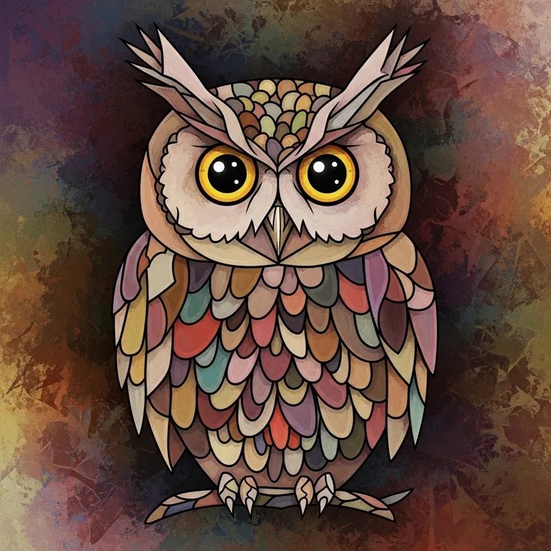 Abstract Owl: Geometric Shapes & Mystic Ambiance Abstract Owl: Geometric Shapes & Mystic Ambiance