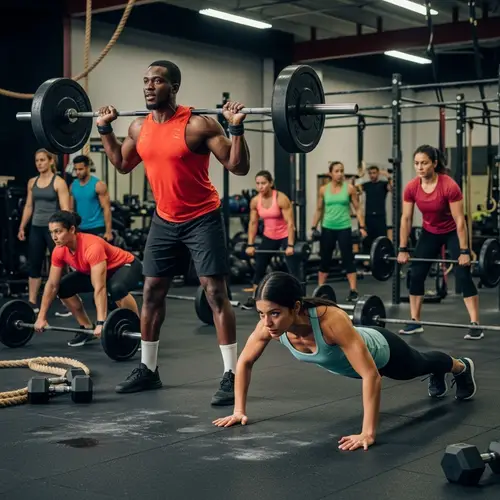Dynamic CrossFit Gym: Energetic Athletes, Vibrant Environment