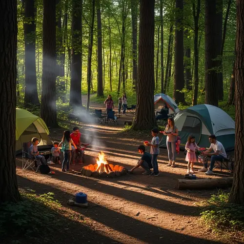 Tranquil Family Campsite in Lush Forest | Outdoor Adventure