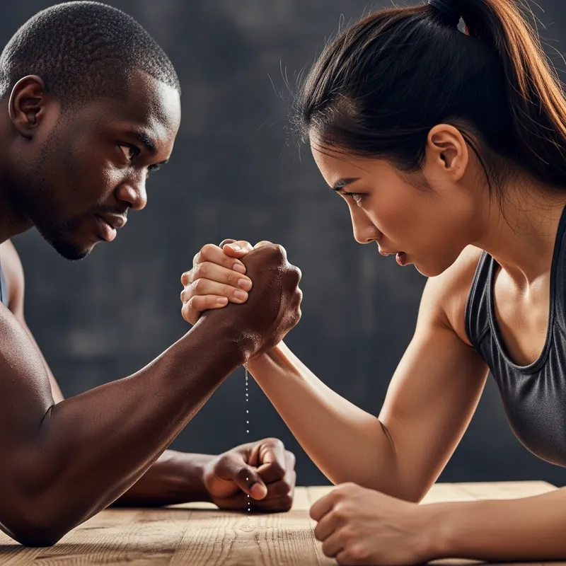 Intense Arm Wrestling Battle: Man vs. Woman