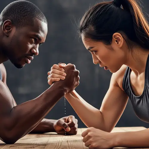 Intense Arm Wrestling Match: Man vs. Woman | Photo