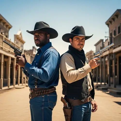 Cowboys Showdown at High Noon - Action Packed Image