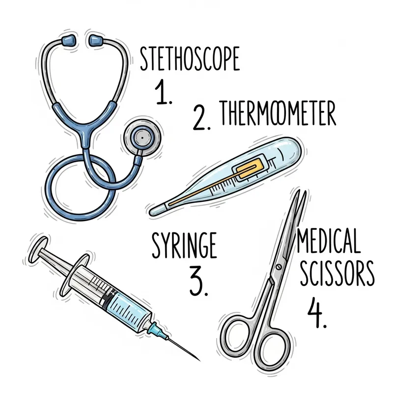 Medical Tools Doodle Design Name Set & Numbers