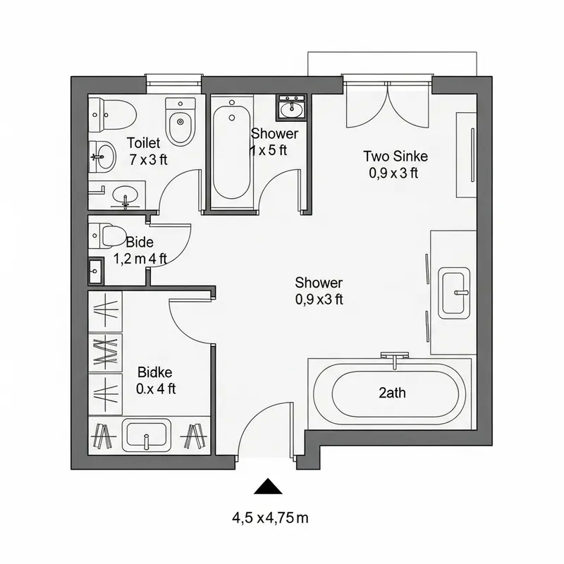 Toilet Room Blueprint 4.5x4.5 Meters Design