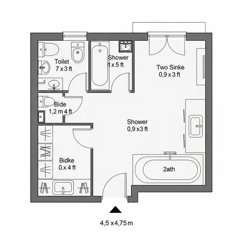 Toilet Room Blueprint 4.5x4.5 Meters Design