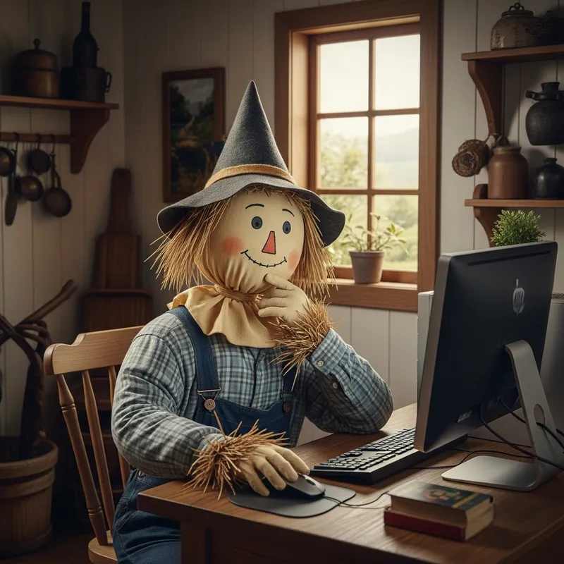 Scarecrow from the Wizard of Oz using a computer