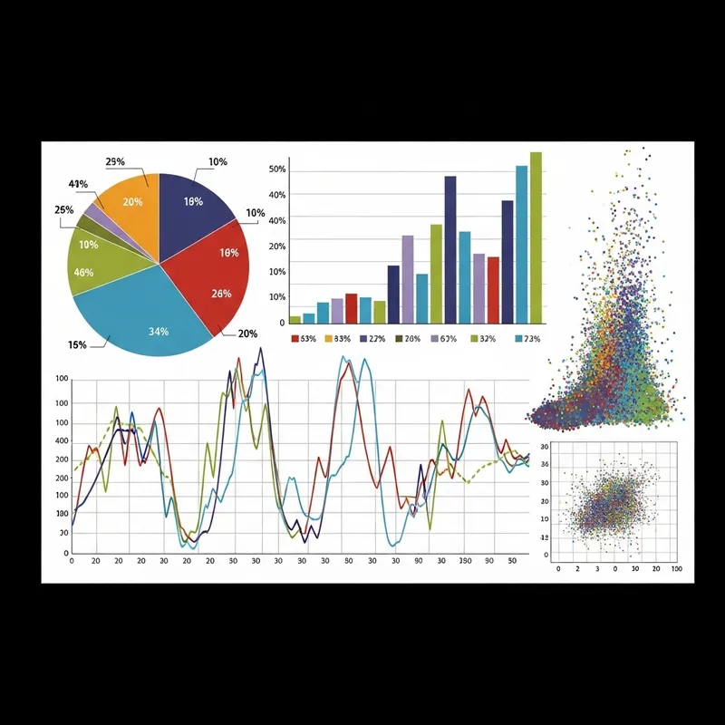 Combination of Diverse Graphs: Pie, Bar, Line, Scatter
