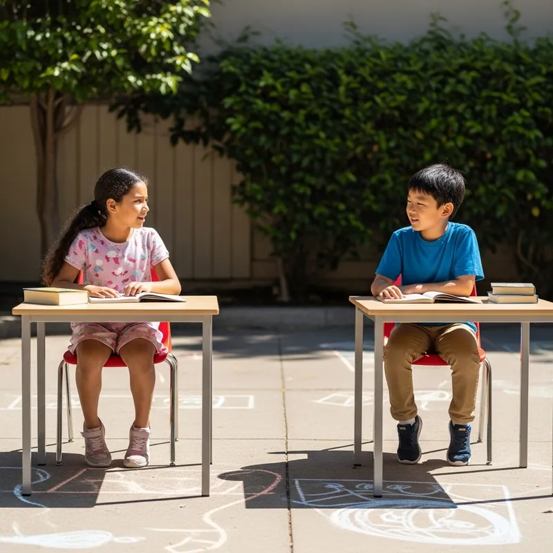 Captivating Story Discussion: Young Hispanic Girl & Eastern Asian Boy