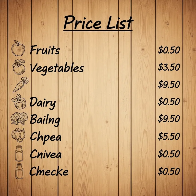 Fresh Price List for Organic Fruits, Vegetables, and Dairy