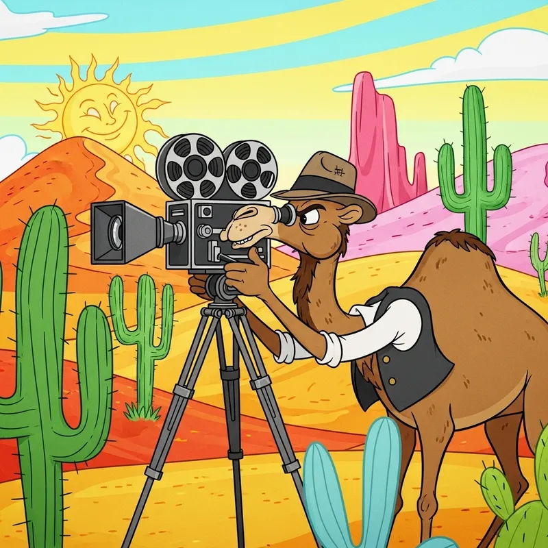 Pixar-Style Camel Filming Adventure