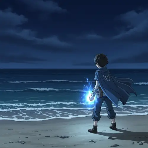 Boy with Magical Powers Staring at Vast Ocean | Battle Ready