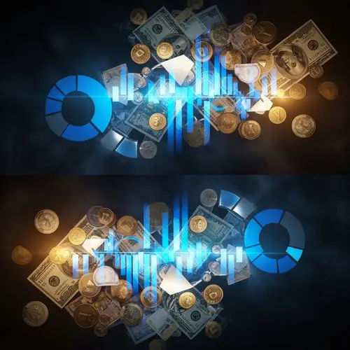 Dark Theme Finance Photo with Currency Notes, Coins, and More