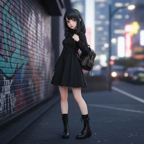 Black Kawaii Girl Fashion Style - Unique & Chic Look