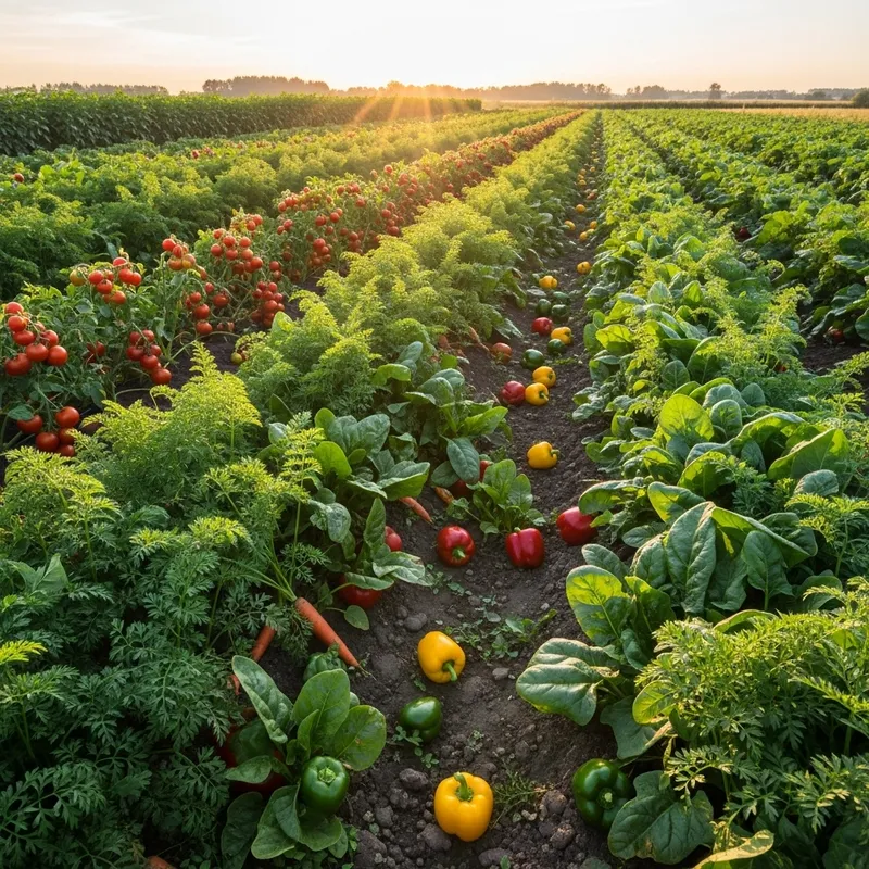 Colorful Vegetable Garden Bursting with Harvest Joy