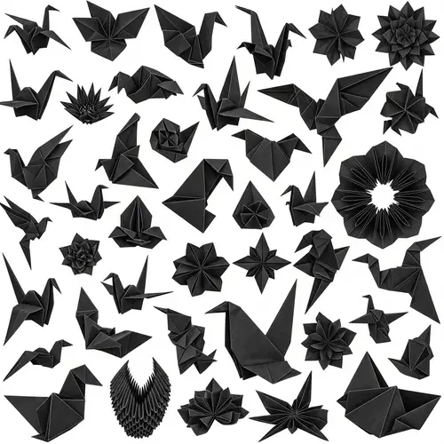 Intricate Black Origami Wallpaper - Mesmerizing Desktop Art