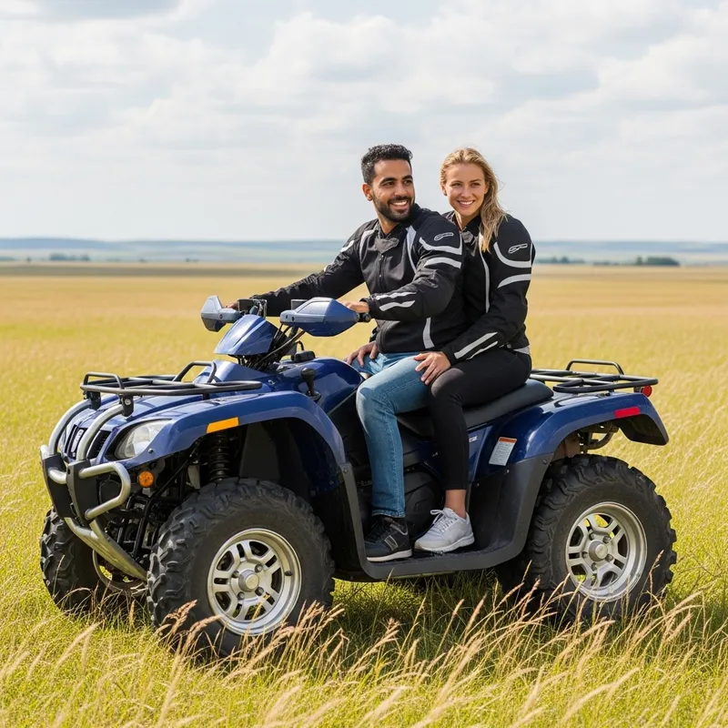 Man and Woman Couple Enjoy ATV Adventure Ride