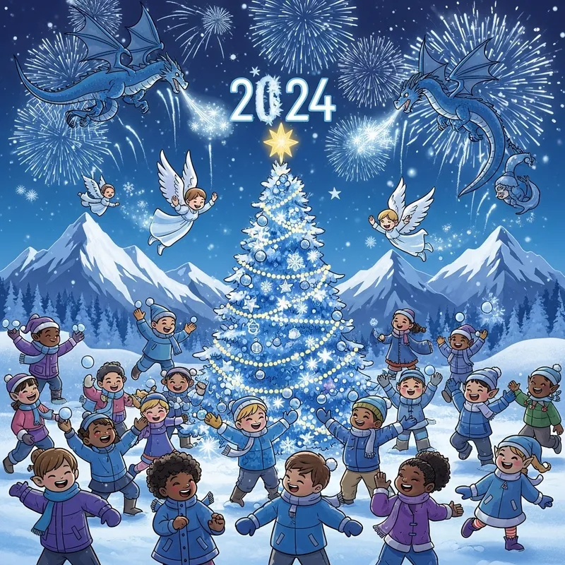 2024 New Year's Party T-Shirt Design: Winter Wonderland Celebration