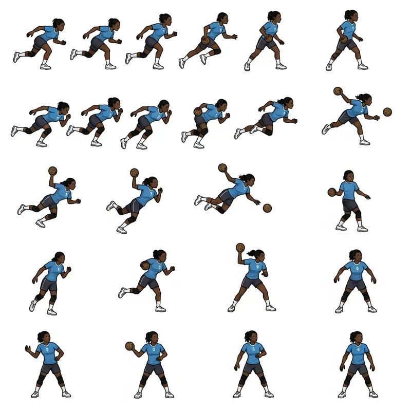 Diverse Black Female Handball Player Spritesheet in 2D Game Diverse Black Female Handball Player Spritesheet in 2D Game