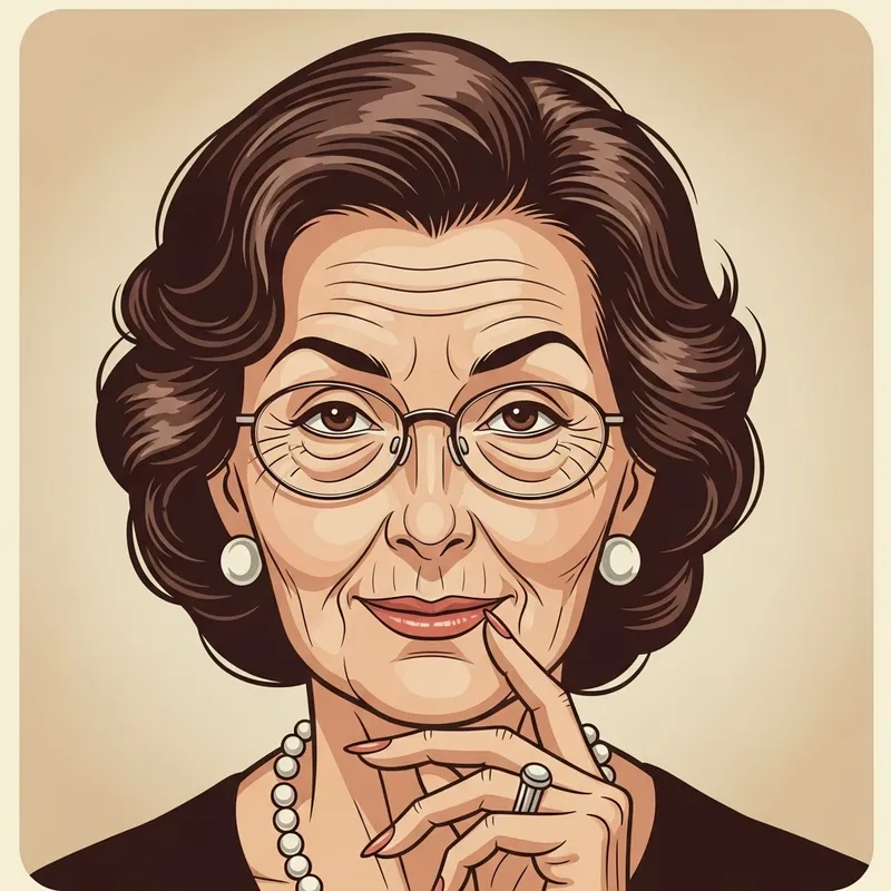 Vintage Ad of Distinguished 70-Year-Old Brunette with Wrinkly Eyes