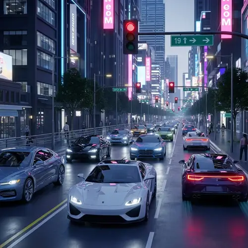 Futuristic Electric Vehicles in Vibrant City | Eco-Friendly Cars