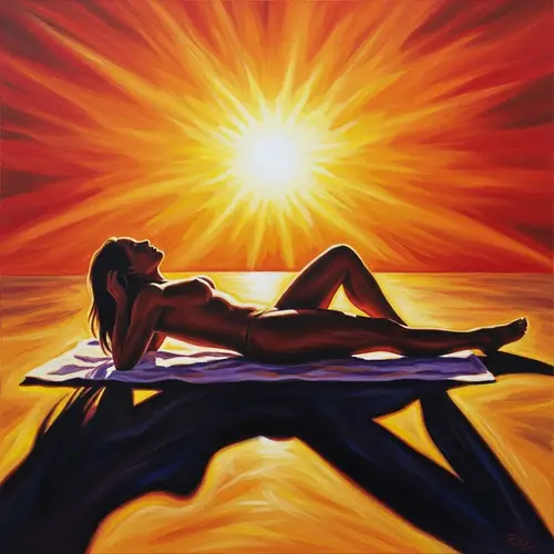 Abstract Sunbathing Art | Vibrant Hues & Sensations