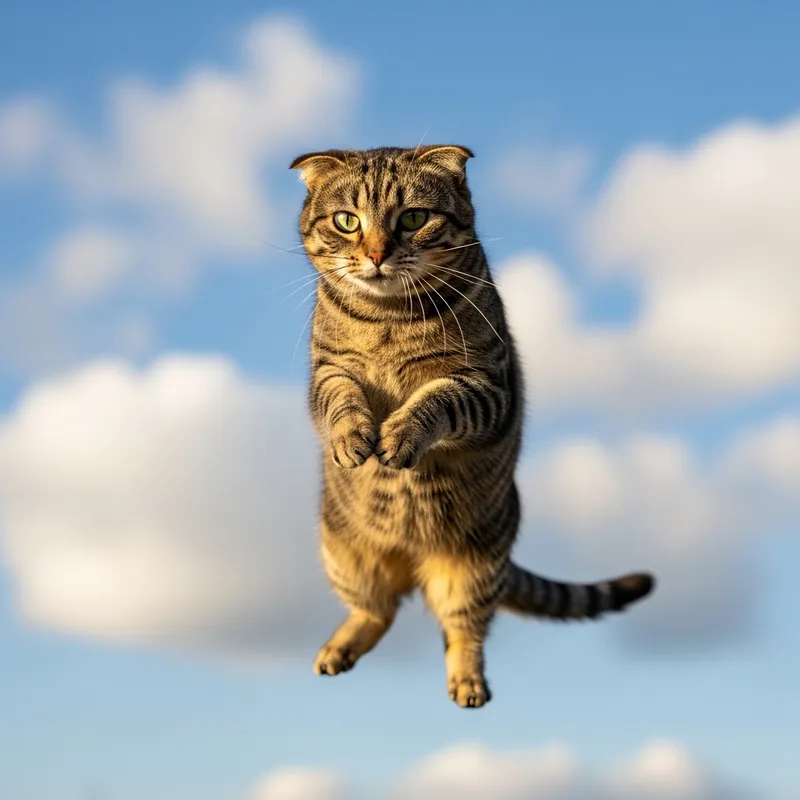 Flying Cat in Action | Adorable Feline Soaring High