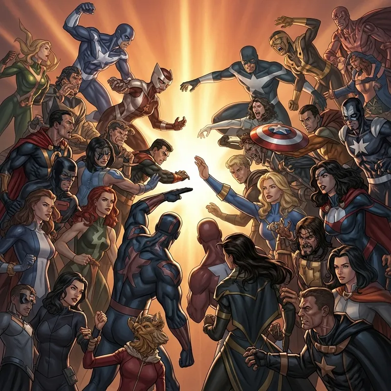 Vibrant Marvel Comic Book Battle - Superheroes vs Villains Showdown