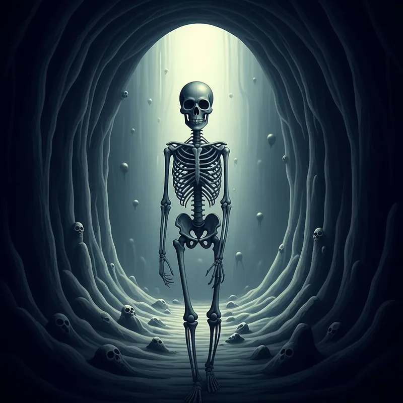 Ethereal Surrealist Art: Embodiment of Death with Haunting Atmosphere