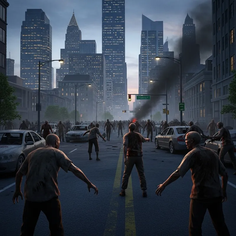 Zombies Attack City: Horrifying Scene of Chaos