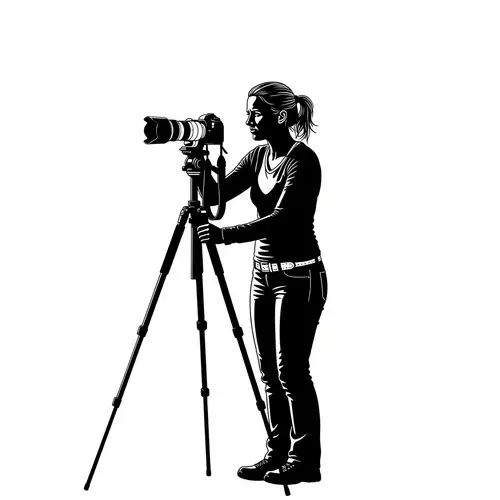 Caucasian Female Photographer Silhouette Taking Picture
