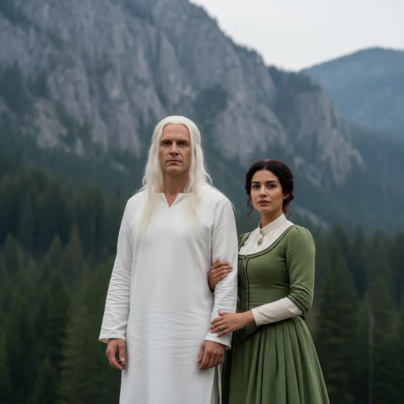 Enchanting Mountain View with Diverse Couple Enchanting Mountain View with Diverse Couple