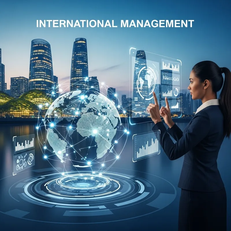 Abstract Futuristic International Management Scene